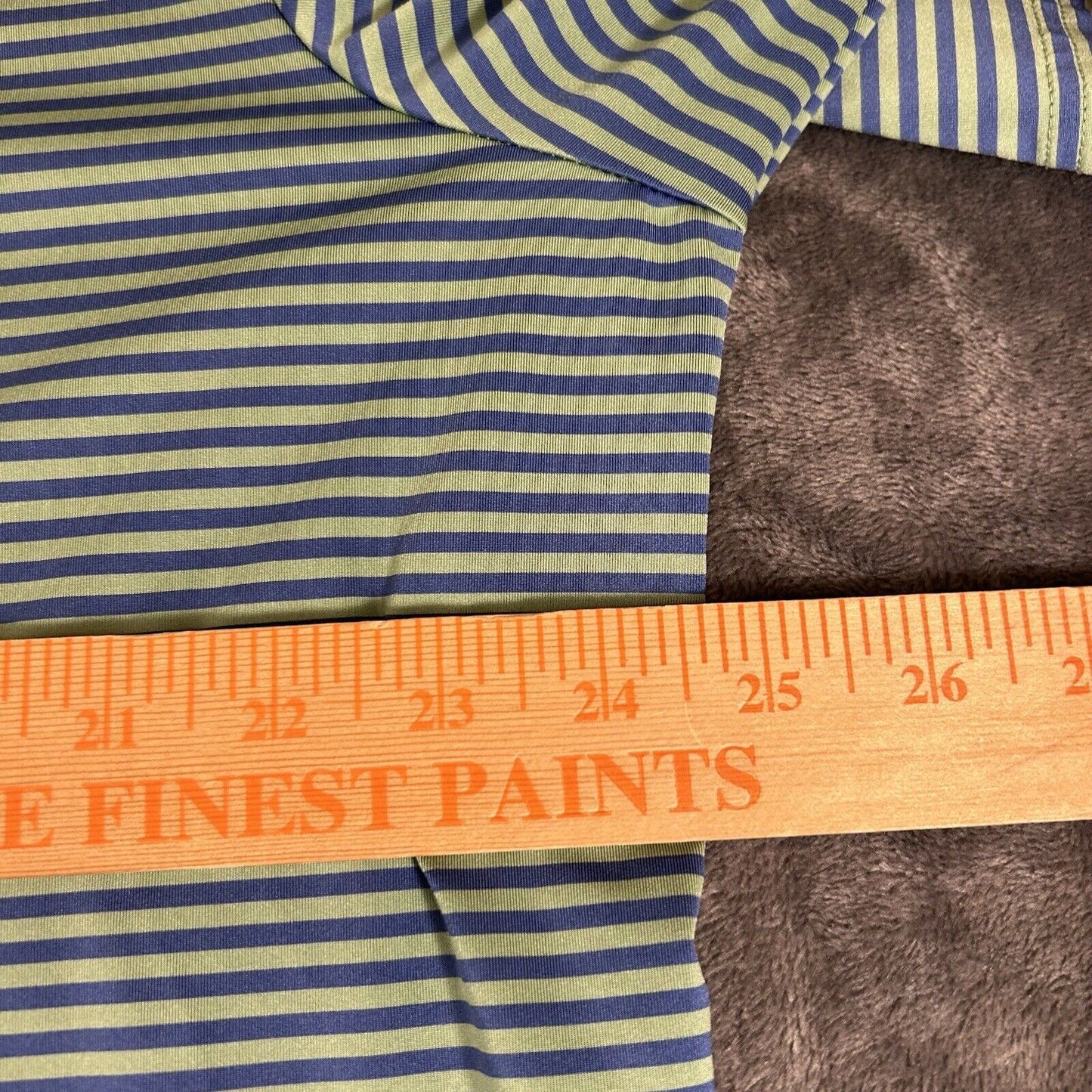 RLX Ralph Lauren Polo Shirt Mens Extra Large Green Blue Stripe Short Sleeve Golf