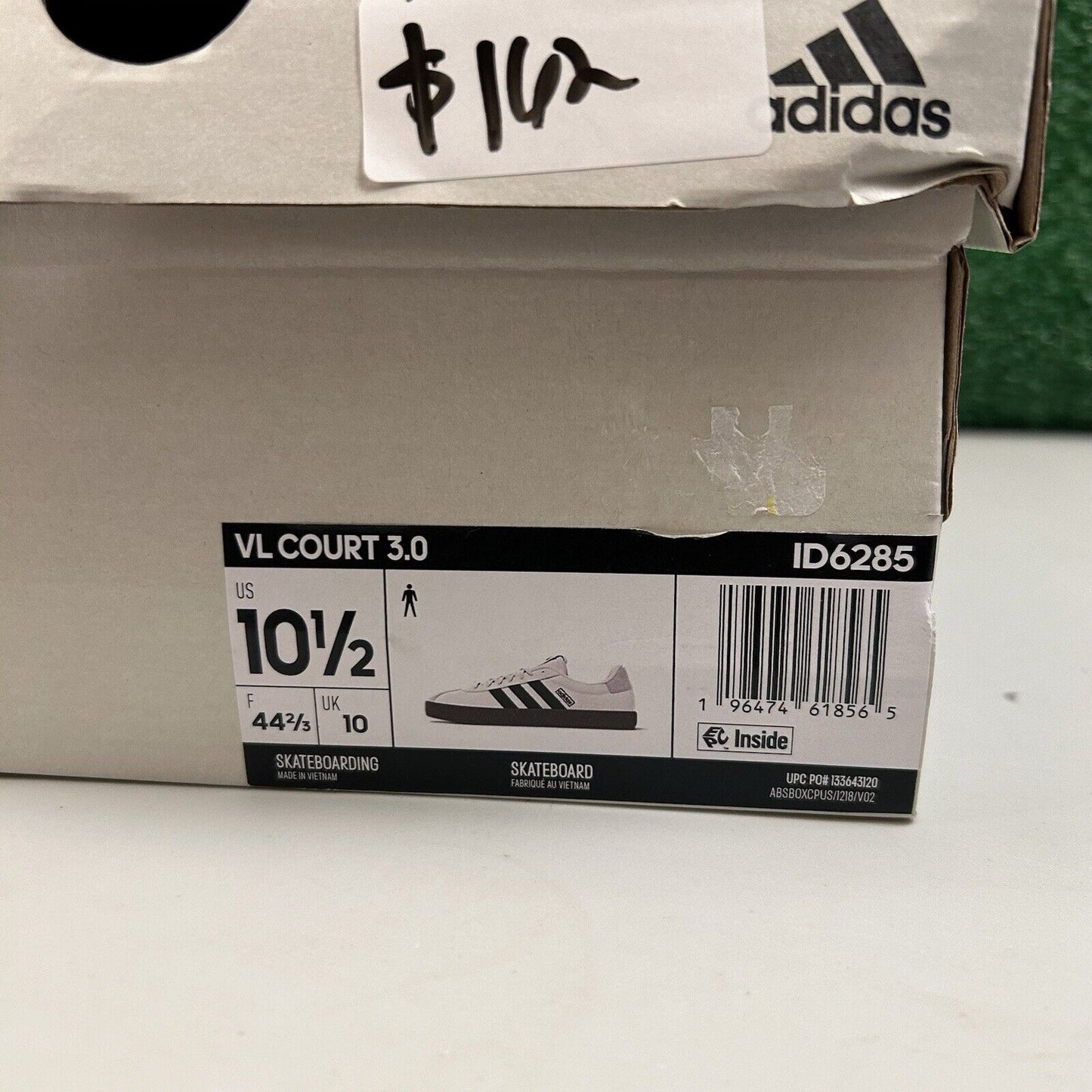 Adidas VL Court 3.0 Mens 10.5 White Black Shoes Sneaker Athletic Leather NEW