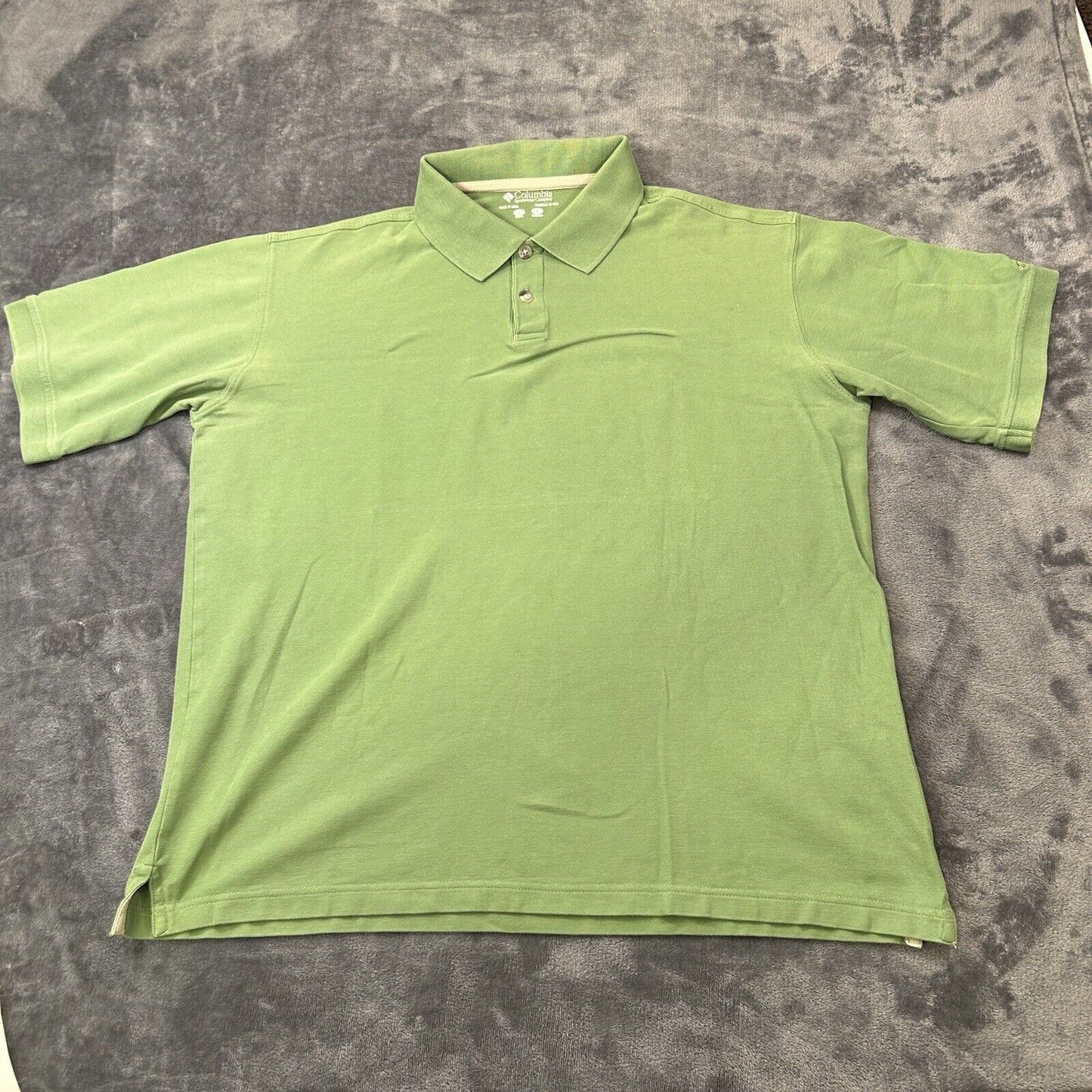 Columbia Polo Shirt Mens Large Green Short Sleeve Casual Work Outdoor
