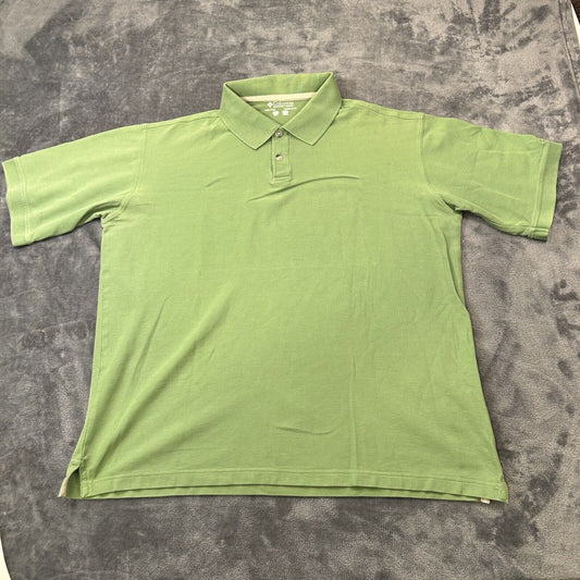 Columbia Polo Shirt Mens Large Green Short Sleeve Casual Work Outdoor