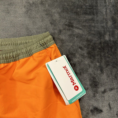 Marmot Juniper Springs Shorts Men Large 34" Orange Drawstring Swim 5" Inseam NEW