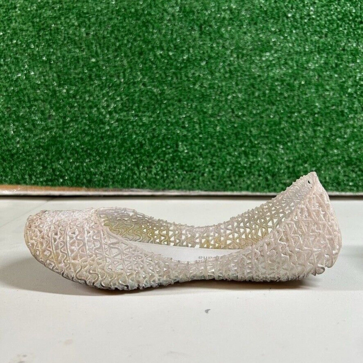 Mini Melissa Campana Ballet Flats Glitter Sparkle Shoes Clear Kids Size 2Y