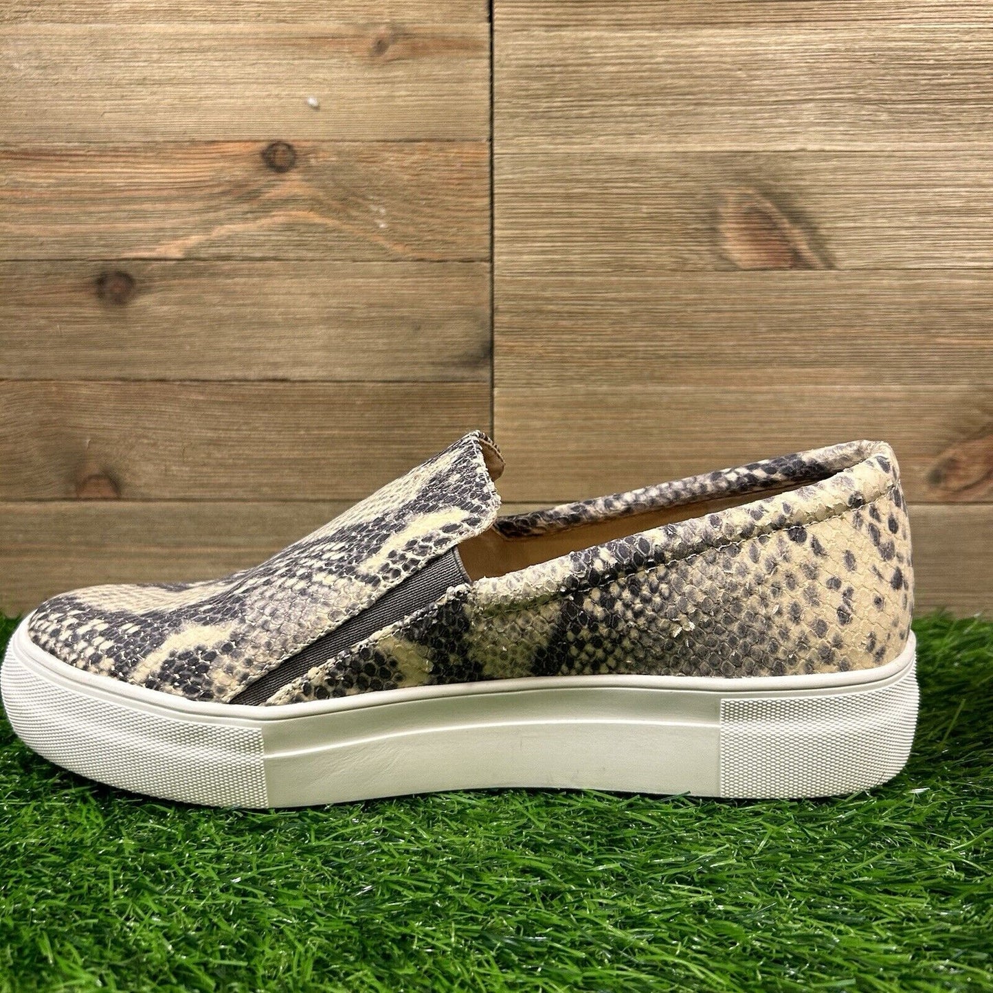 Vince Camuto Korliz Shoes Womens 8 M Beige Black Leather Snakeskin Platform