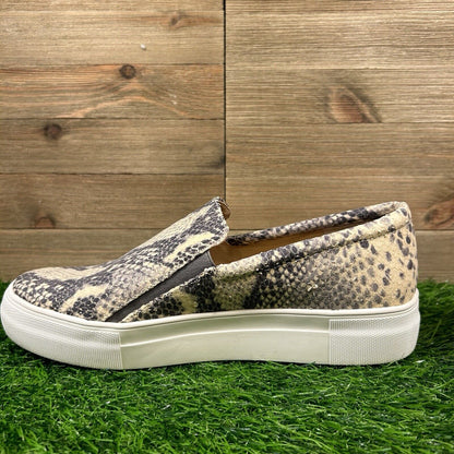 Vince Camuto Korliz Shoes Womens 8 M Beige Black Leather Snakeskin Platform