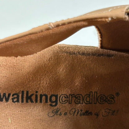 Walking Cradles Wedge Sandals Open Toe Ankle Strap Tan Leather Shoes Womens 12W