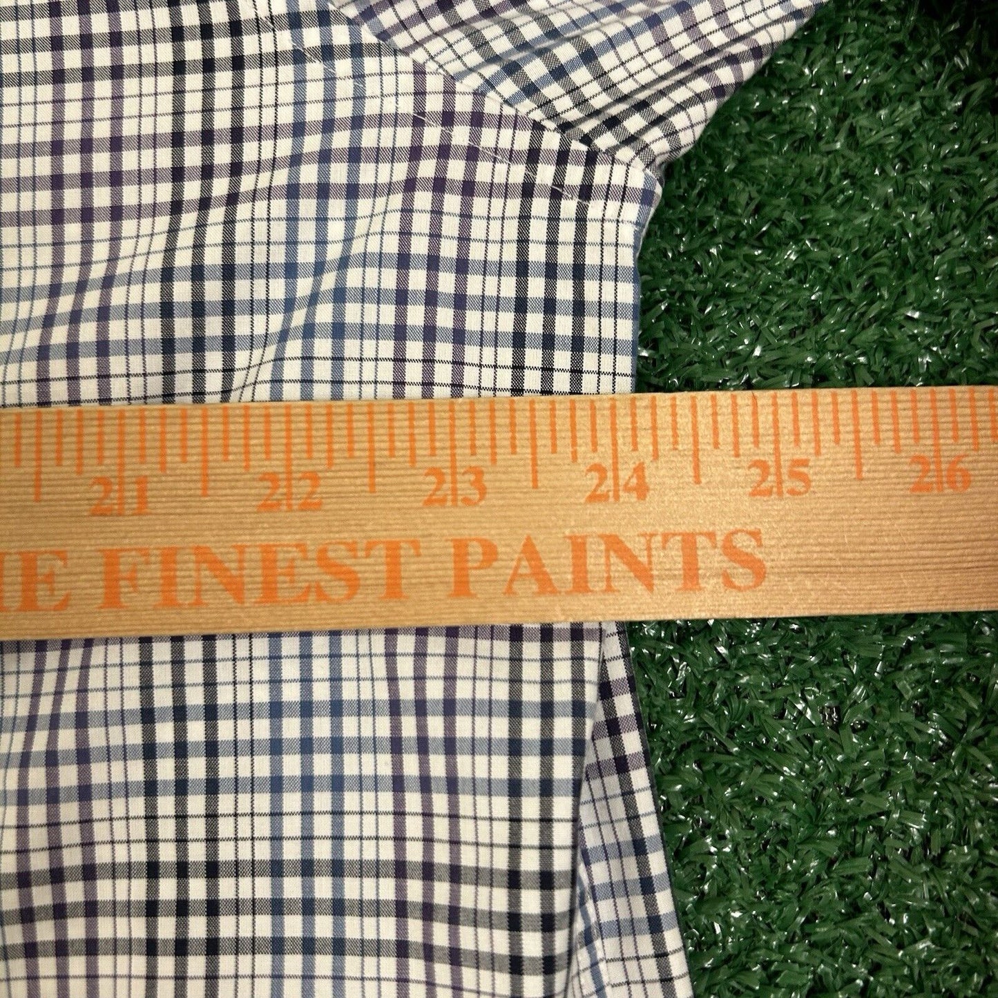 Jos A Bank Shirt Mens Large Blue White Check Button Up Long Sleeve Colorful Work