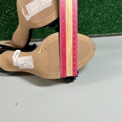 Gianni Bini Black Dress Sandal Ruffle Detail Heels Party Shoes Slip On Womens 8M