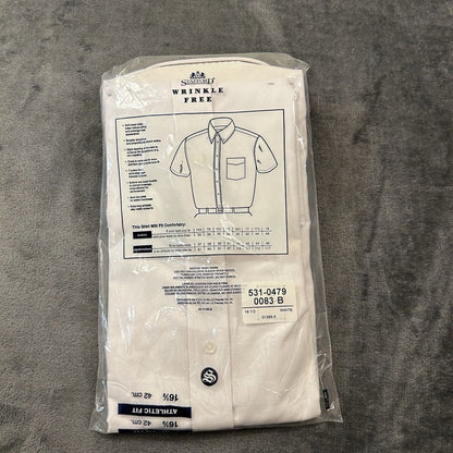 Stafford Shirt Mens 16.5 White Button Up Short Sleeve Athletic Fit Casual New