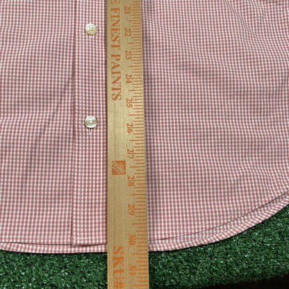 Banana Republic Shirt Mens Medium Pink White Check Slim Button Up Long Sleeve