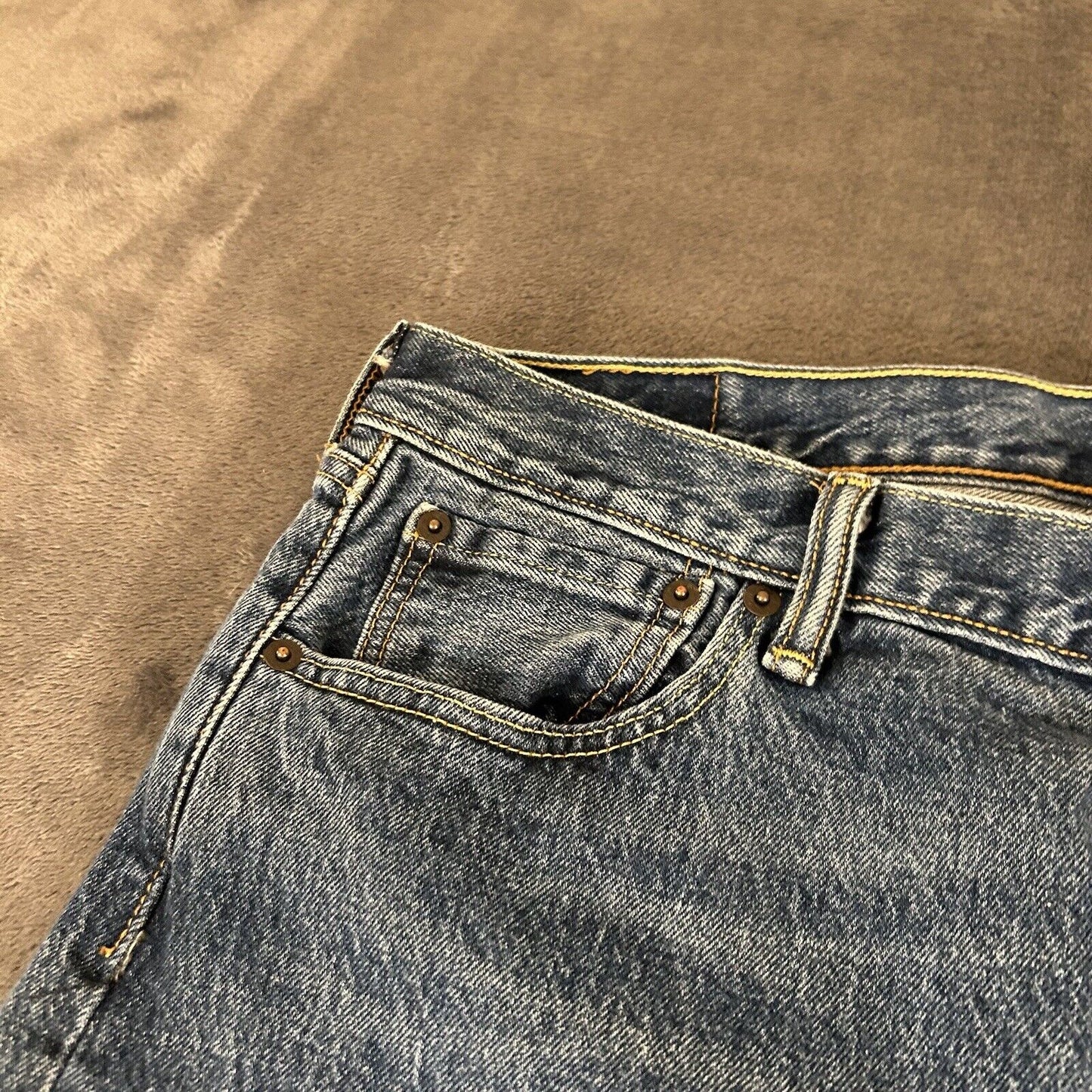 Levis 501 Jeans Mens 36x34" Blue Button Fly Straight Leg Denim Pants Casual Work