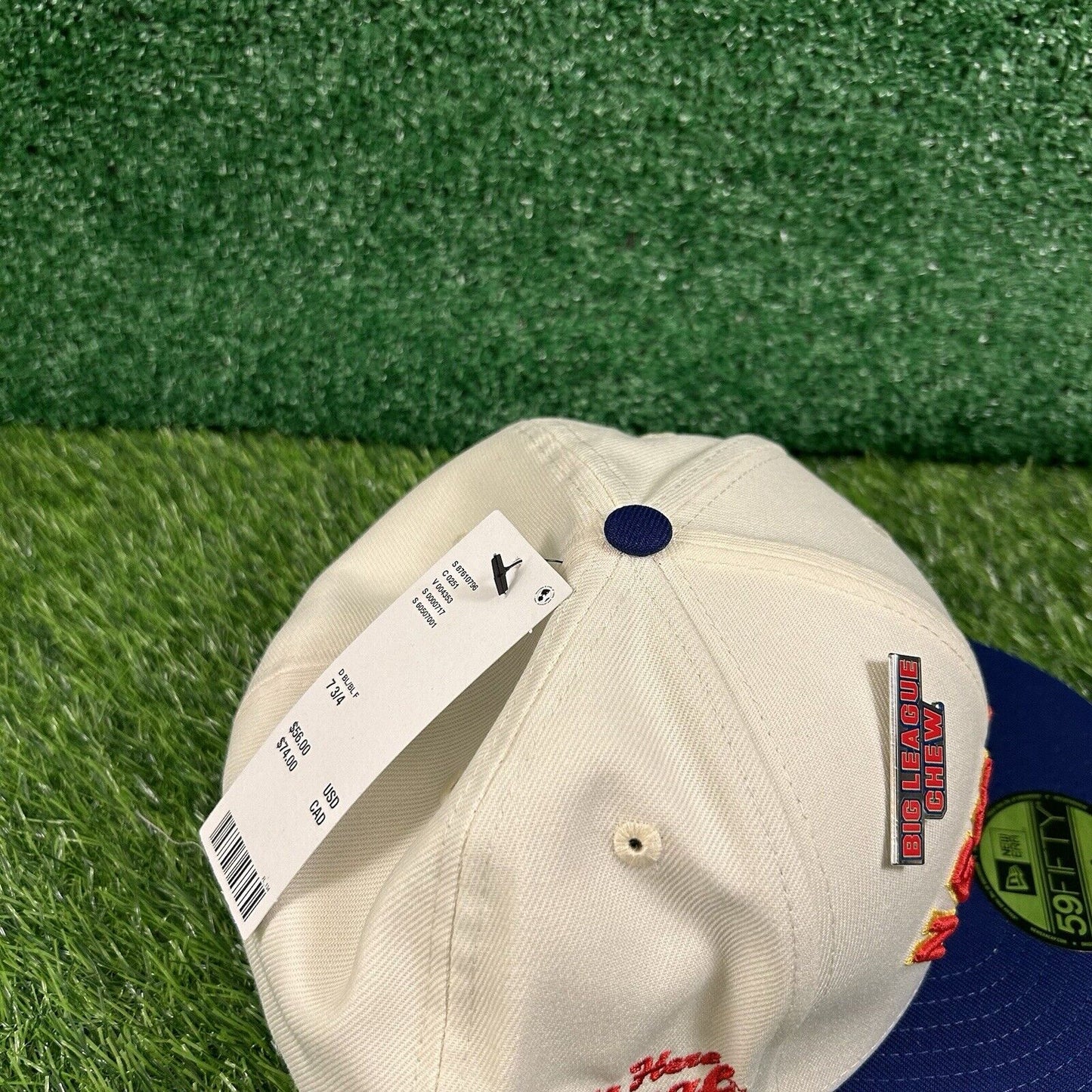 New York Yankees Hat Cap Mens 7 3/4 White Blue New Era Big League Chew MLB NEW