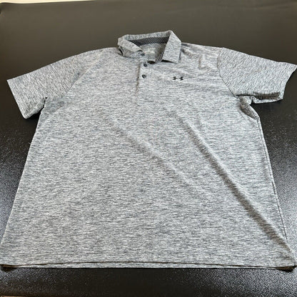 Under Armour Golf Polo Shirt Mens XXL 2XL Gray Athletic Heatgear Short Sleeve