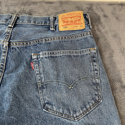 Levis 550 Jeans Mens 38x34" Blue Original Straight Leg Denim Pants Casual Work