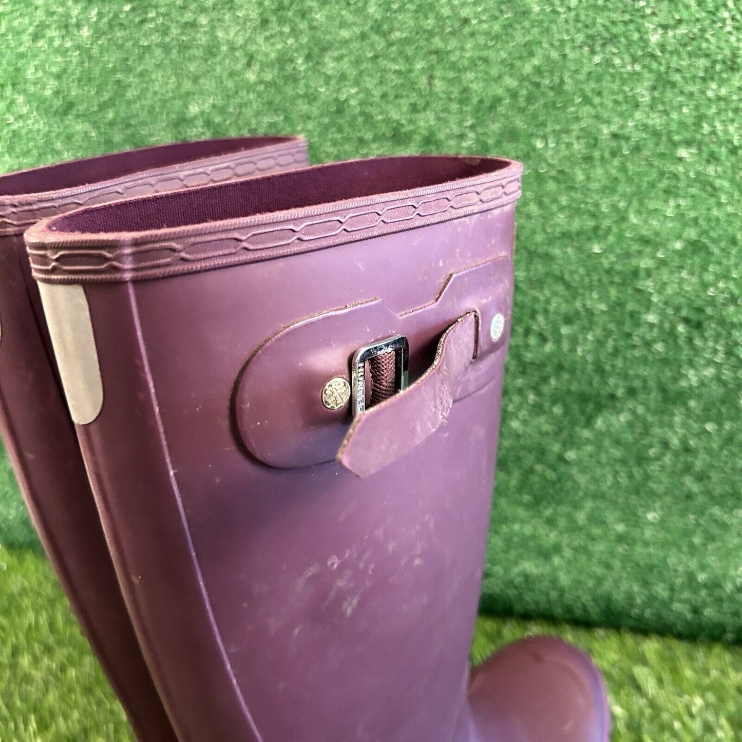 Hunter Original Tall Rain Boots Youth Kids 6 Purple Buckle Rubber Waterproof