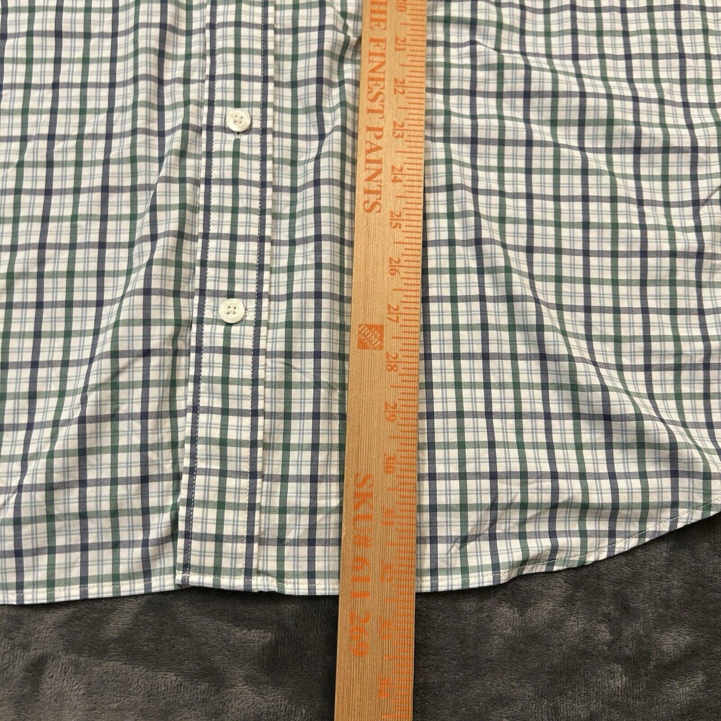 Duluth Trading Shirt Mens Extra Large White Green Check Button Up Nylon Stretch