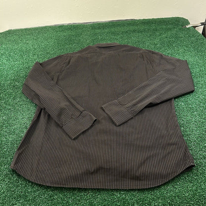 Gap Shirt Mens Large Brown White Striped Fitted Button Up Long Sleeve Casual