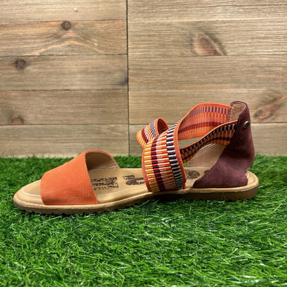 Sorel Ella Zing Sandals Womens 6.5 Orange Red Criss Cross Strappy Casual Comfort