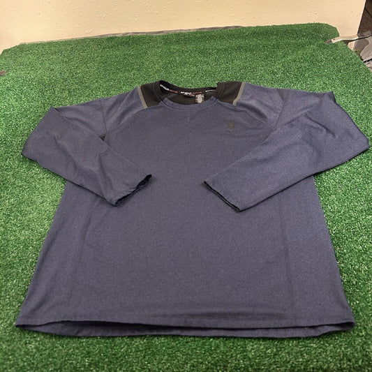 Spyder Active Shirt Mens Large Navy Long Sleeve Athletic Stretch Running Outdoor