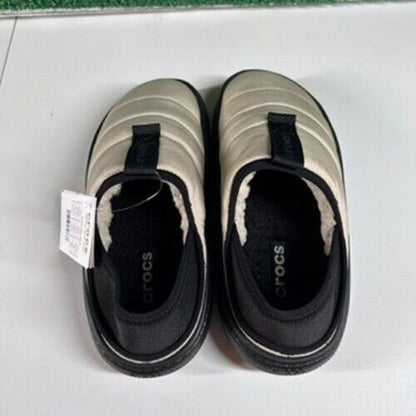 Crocs Classic Puff Mocs Beige Black Slip On Casual Comfort Shoes Womens 6 New