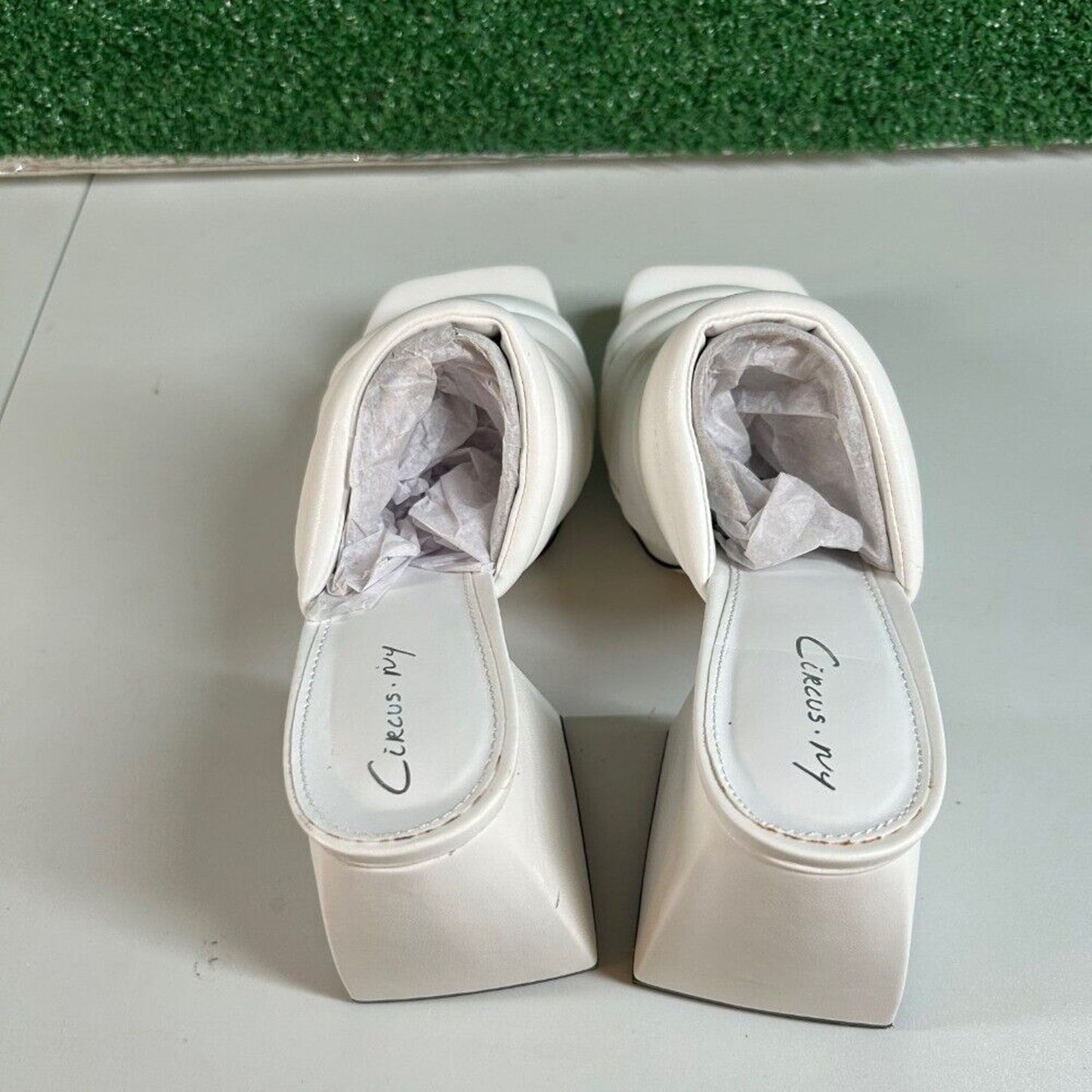 Circus by Sam Edelman Marlie Platform Sandals Block Heel White Womens 7.5 M