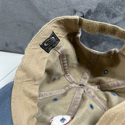 Volcano House Baseball Hat Cap Mens Strap Back Brown Blue Vintage Adjustable