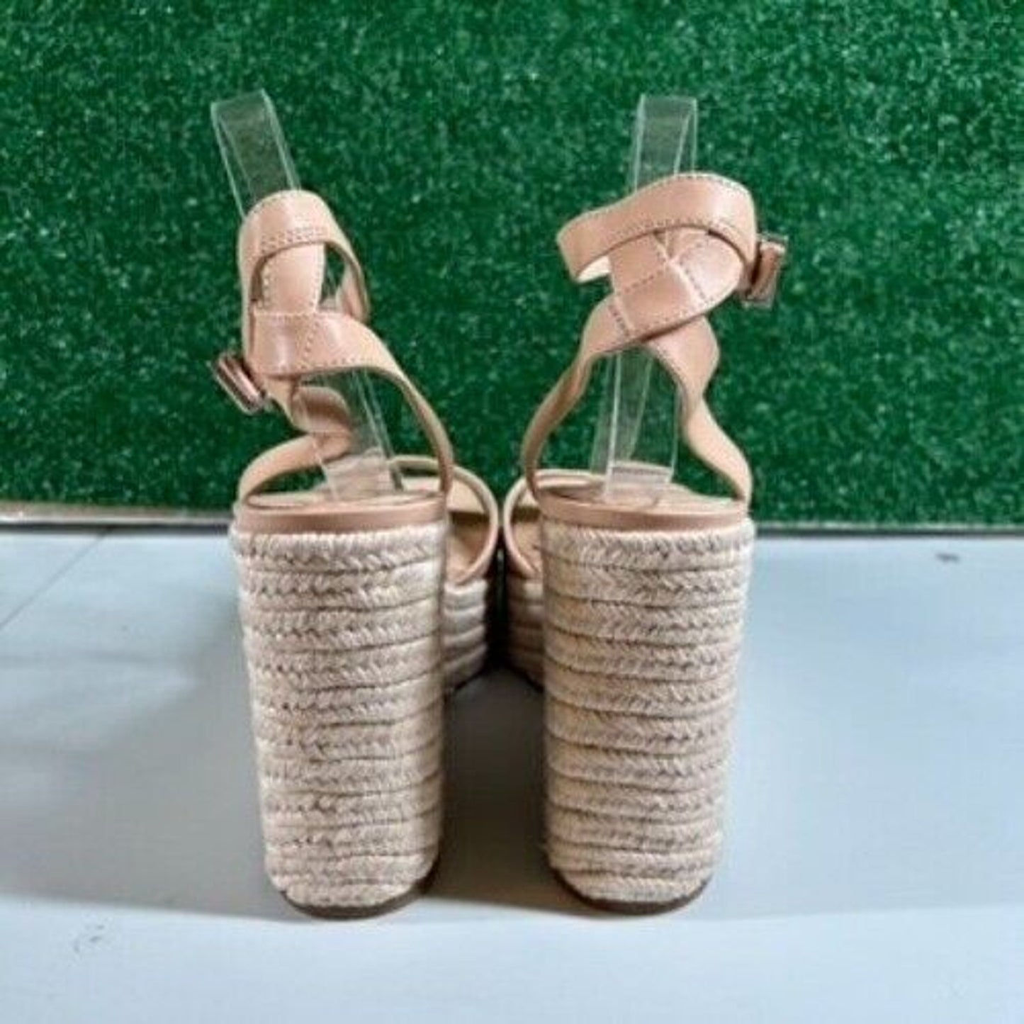 Gianni Bini Platform Espadrille Wedge Sandals Ankle Strap Beige Womens 11 M