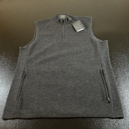 G Fore Wool Tech Sweater Vest Mens Medium Charcoal Gray 1/4 Zip Lined Preppy New