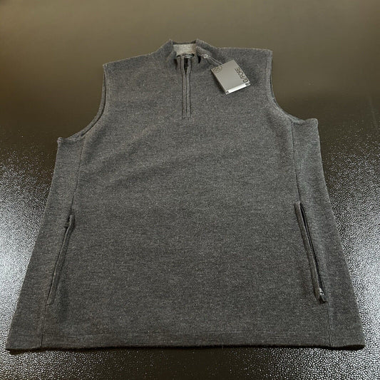 G Fore Wool Tech Sweater Vest Mens Medium Charcoal Gray 1/4 Zip Lined Preppy New
