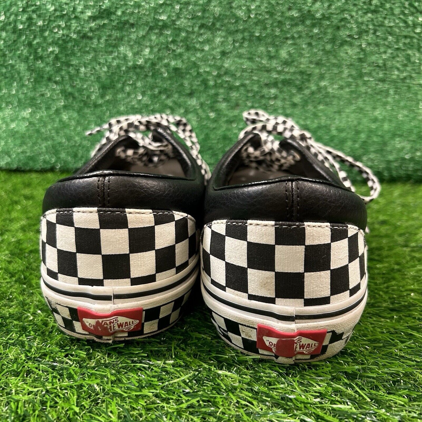 Vans Checkerboard Mens 10.5 M Black White Shoes Sneakers Leather Skateboarding