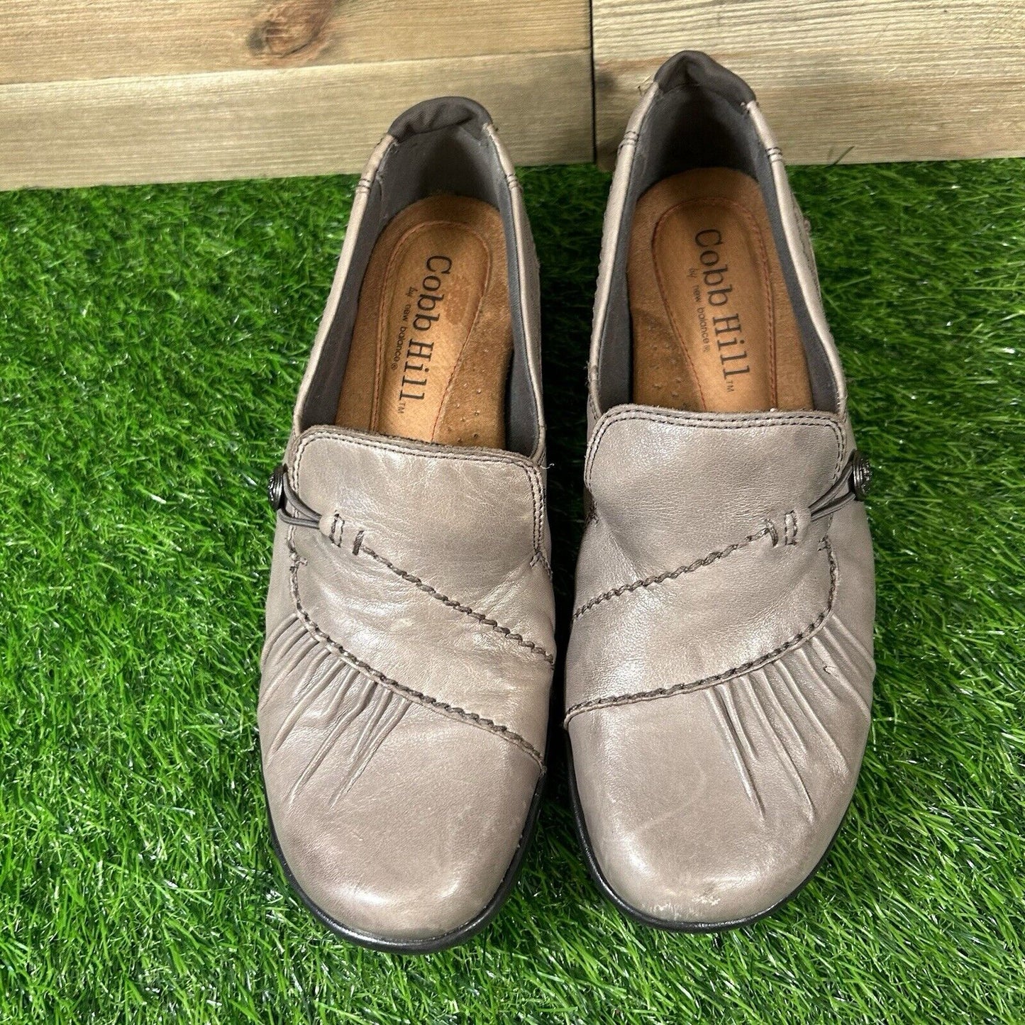Cobb Hill Paulette Loafers Womens 7.5 M Gray Shoes Leather Casual Comfort Button