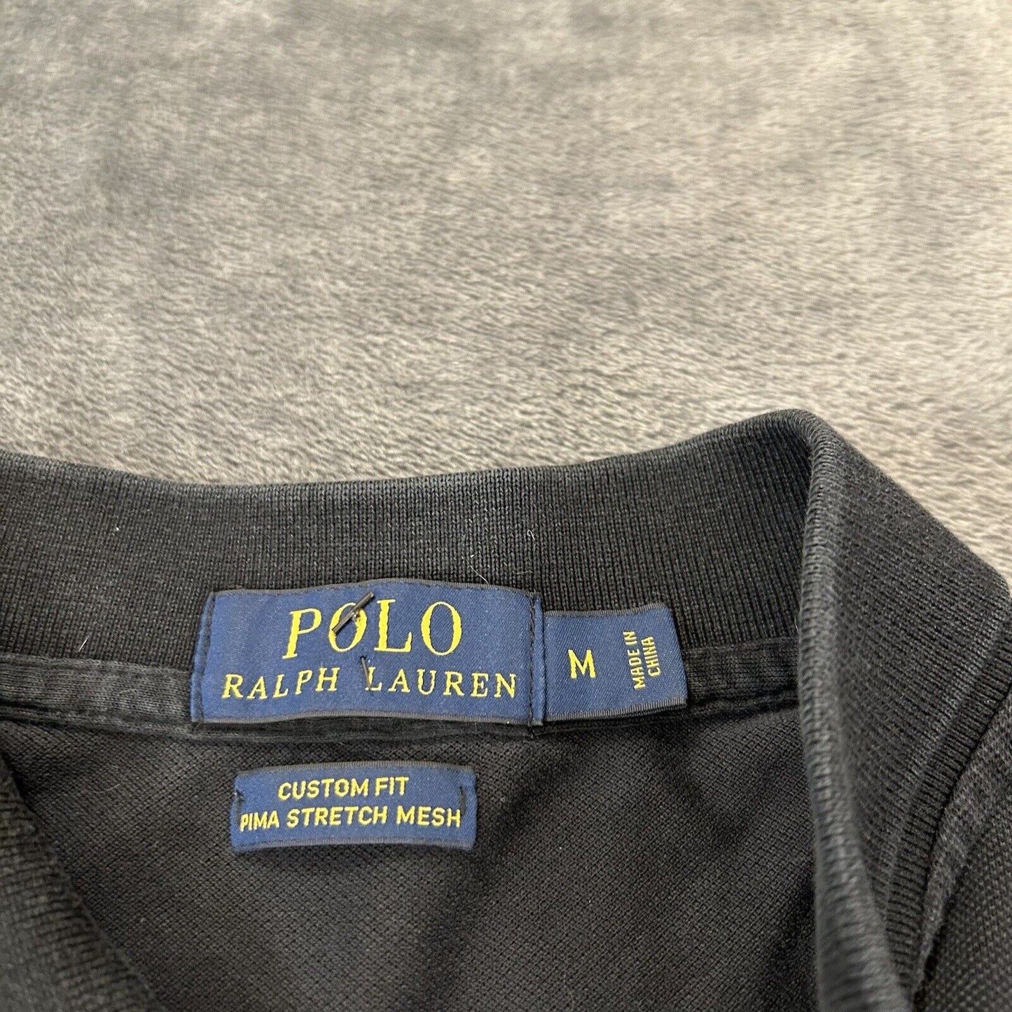 Polo Ralph Lauren Shirt Mens Medium Black Short Sleeve Pima Stretch Mesh Work