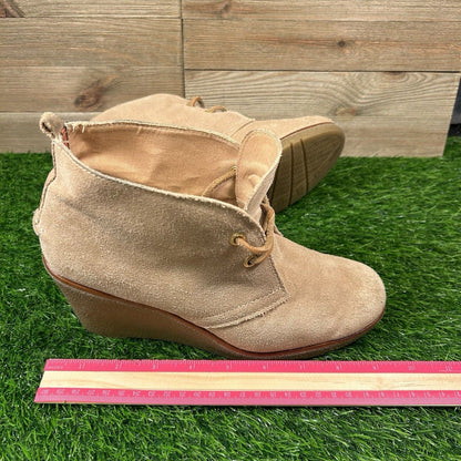 Sperry Harlow Boots Womens 8 M Brown Suede Leather Ankle Booties Casual Wedge