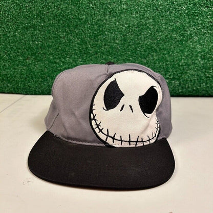 Disney Nightmare Before Christmas Hat Cap Mens Snapback Gray Black Skeleton