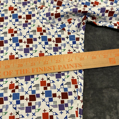 Cremieux Shirt Mens Extra Large White Geometric Button Up Short Sleeve NEW $59