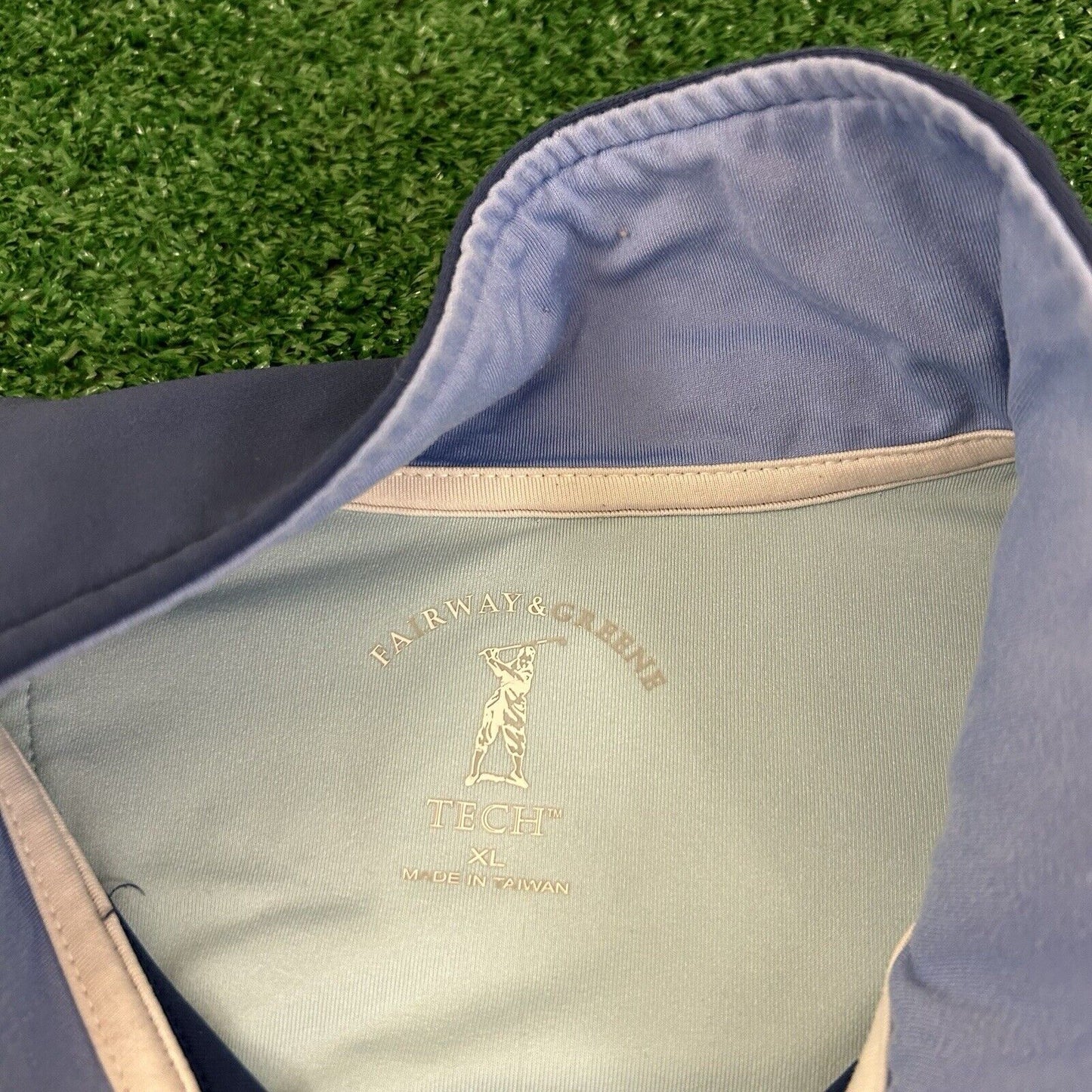 Fairway Greene Tech Sweater Mens Extra Large Blue Sweatshirt 1/4 Zip Golf Preppy