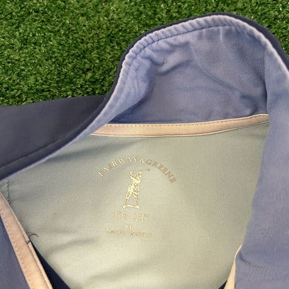 Fairway Greene Tech Sweater Mens Extra Large Blue Sweatshirt 1/4 Zip Golf Preppy