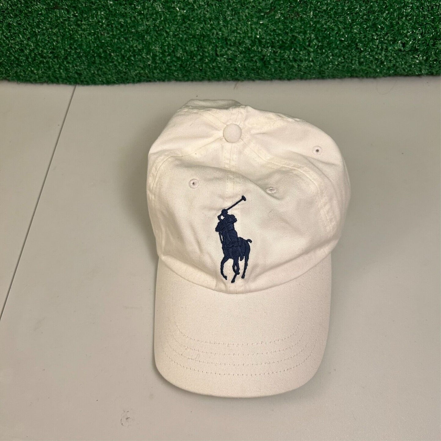Polo Ralph Lauren Hat Cap Mens White Black Strapback Embroidered Cotton Preppy