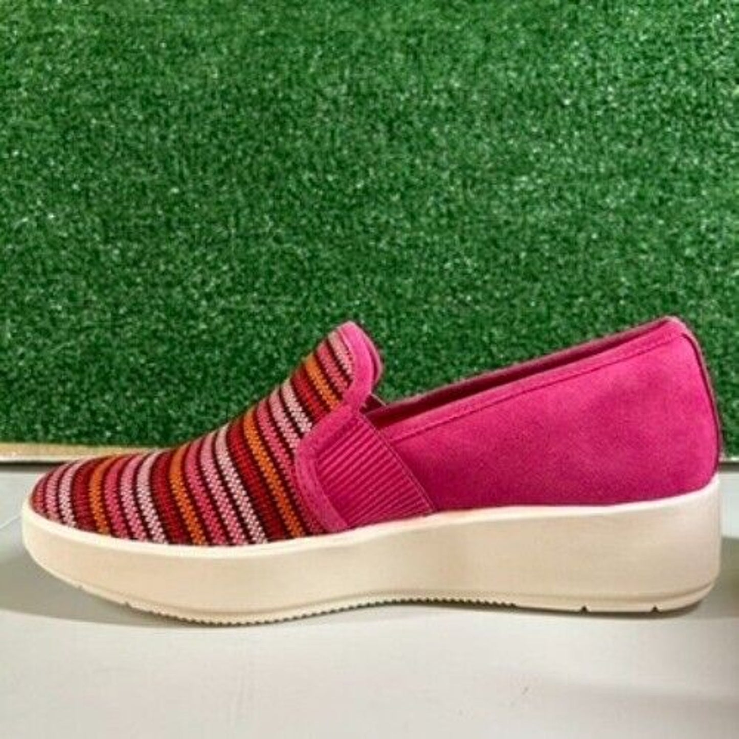 Clarks Layton Petal Sneakers Comfort Shoes Platform Pink Stripe Easter Womens 10