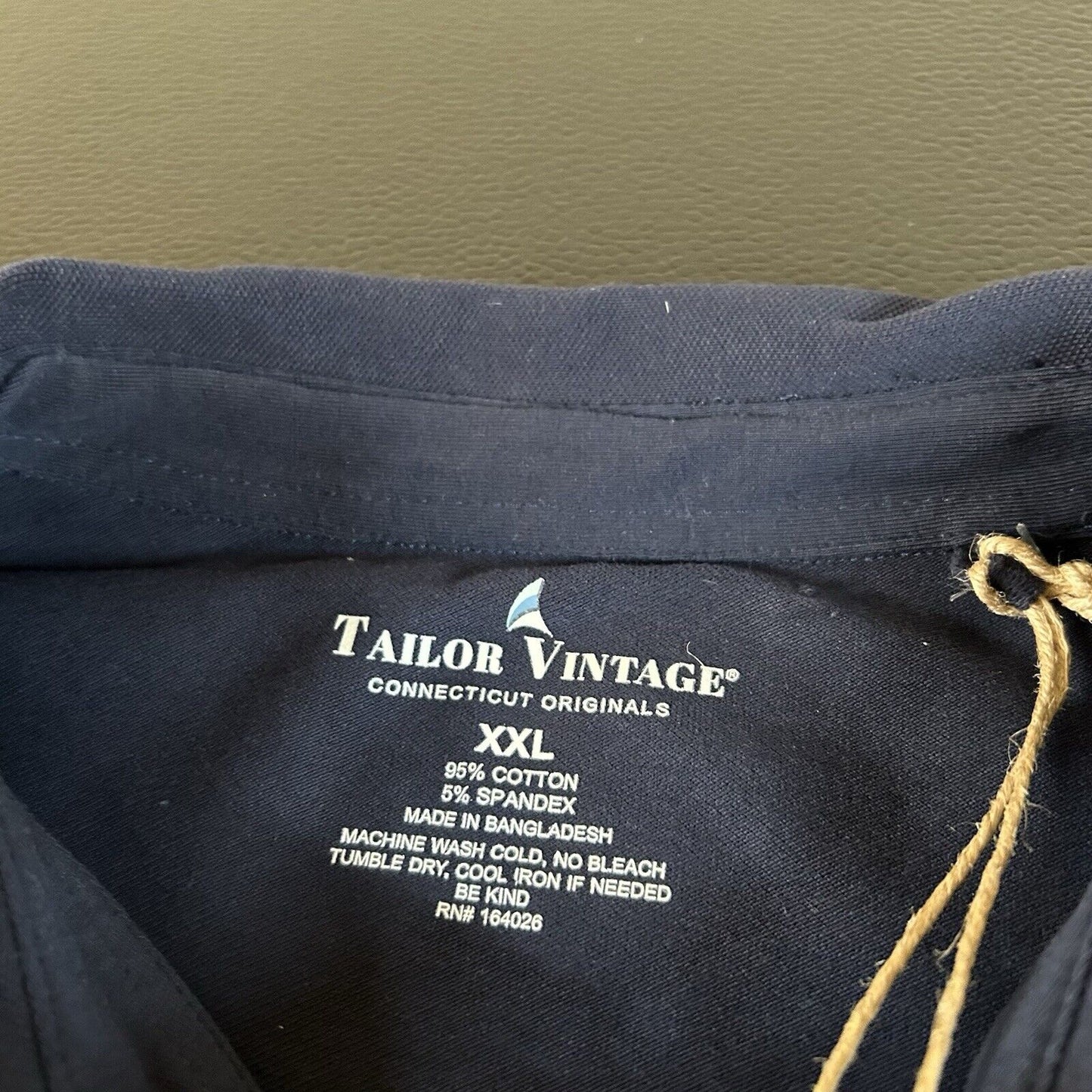 Tailor Vintage Polo Shirt Mens XXL 2XL Navy Stretch Preppy Golf Long Sleeve New