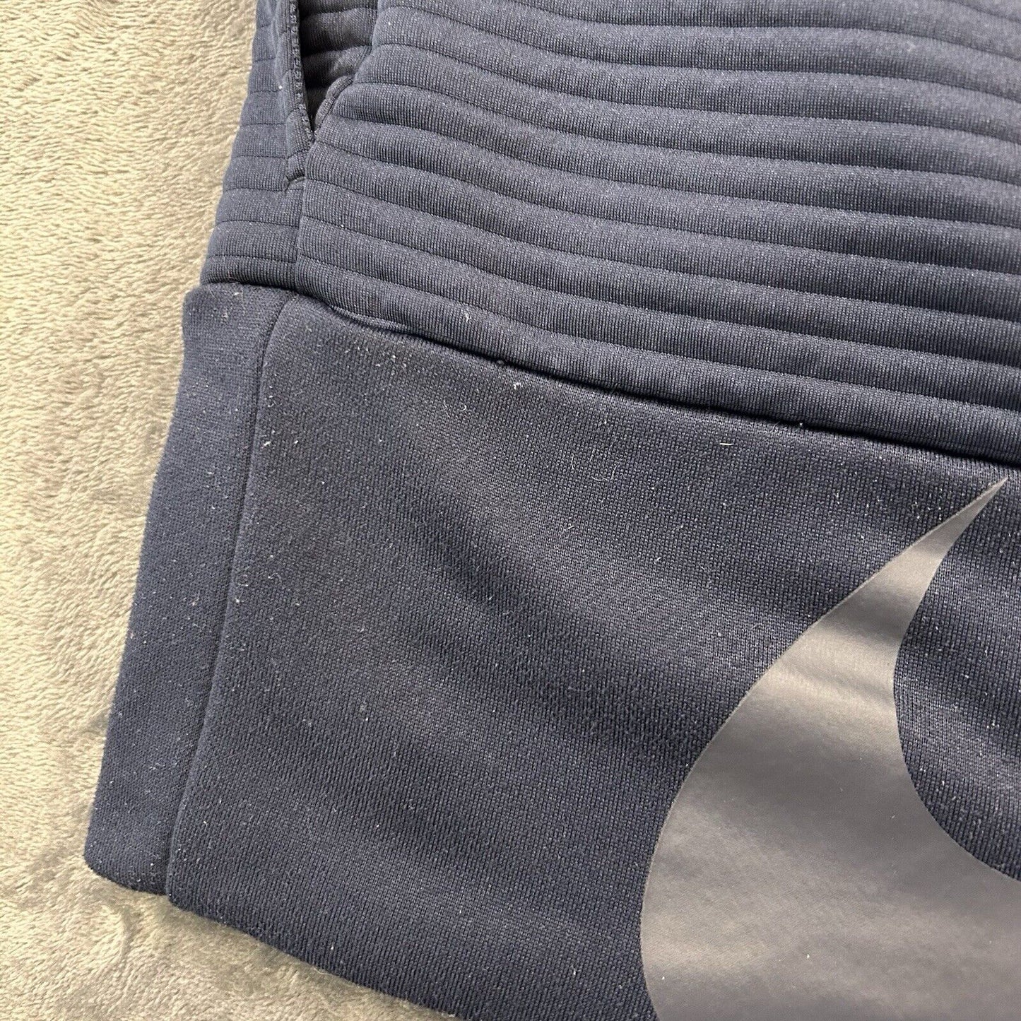 Nike Sweater Womens Extra Small Navy Ribbed Cropped Oversized Sweatshirt Hoodie