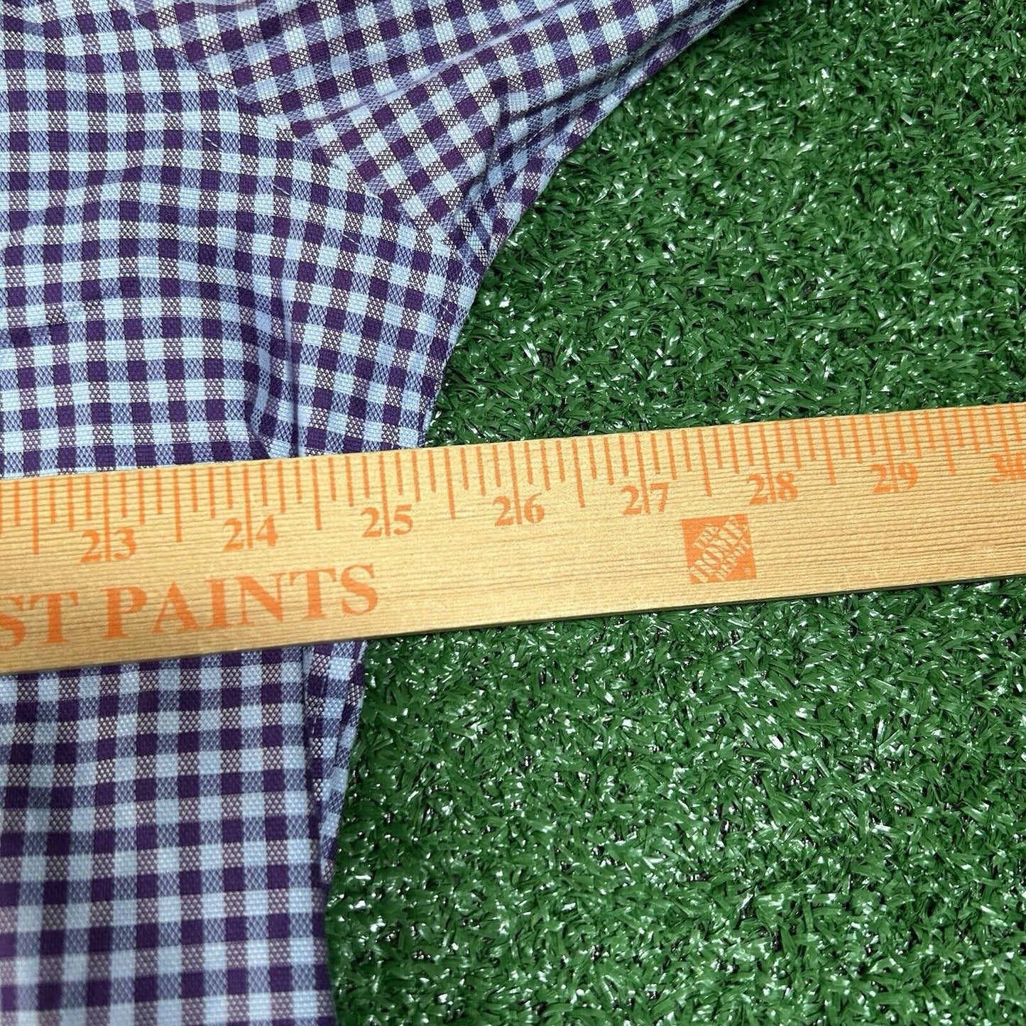 Nordstrom Dress Shirt Mens 17 33 Purple Blue Check Preppy Button Up Long Sleeve