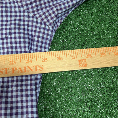 Nordstrom Dress Shirt Mens 17 33 Purple Blue Check Preppy Button Up Long Sleeve