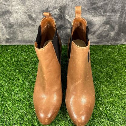 Clarks Carlita Quinn Boots Womens 7 M Brown Ankle Bootie Leather Pull On Heeled