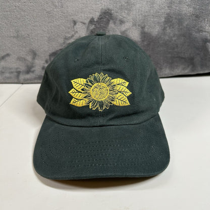 Natural Americna Spirit Hat Cap Adult Strap Back Green Yellow Flower Adjustable