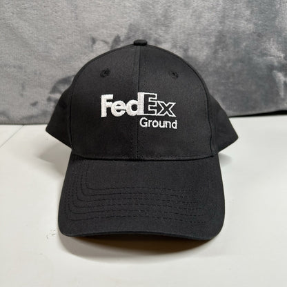 Fedex Ground Baseball Hat Cap Mens Strap Back Black White Employee Curved Brim