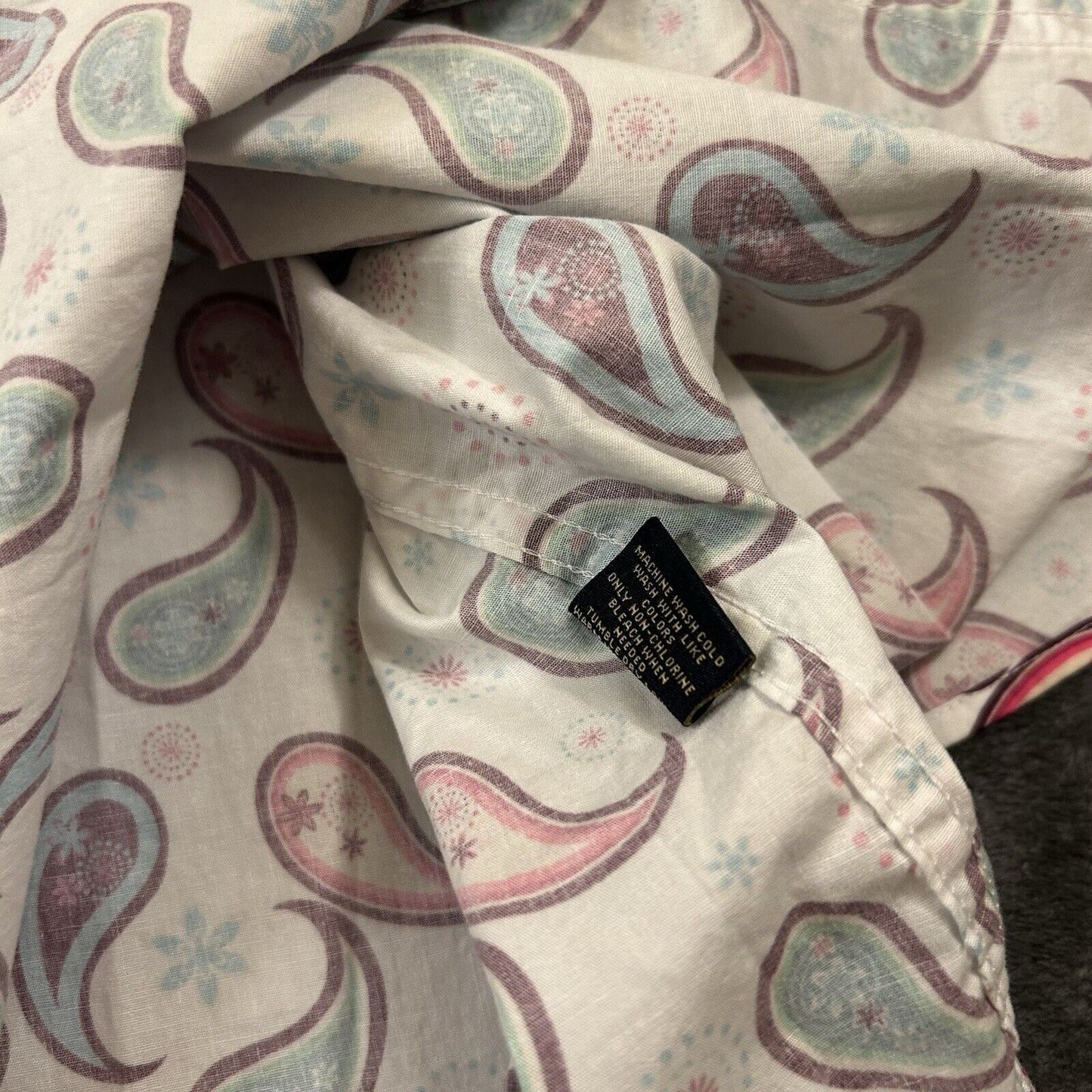 Cremieux Shirt Mens Medium White Paisley Loud Button Up Short Sleeve Stretch NEW