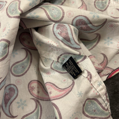 Cremieux Shirt Mens Medium White Paisley Loud Button Up Short Sleeve Stretch NEW