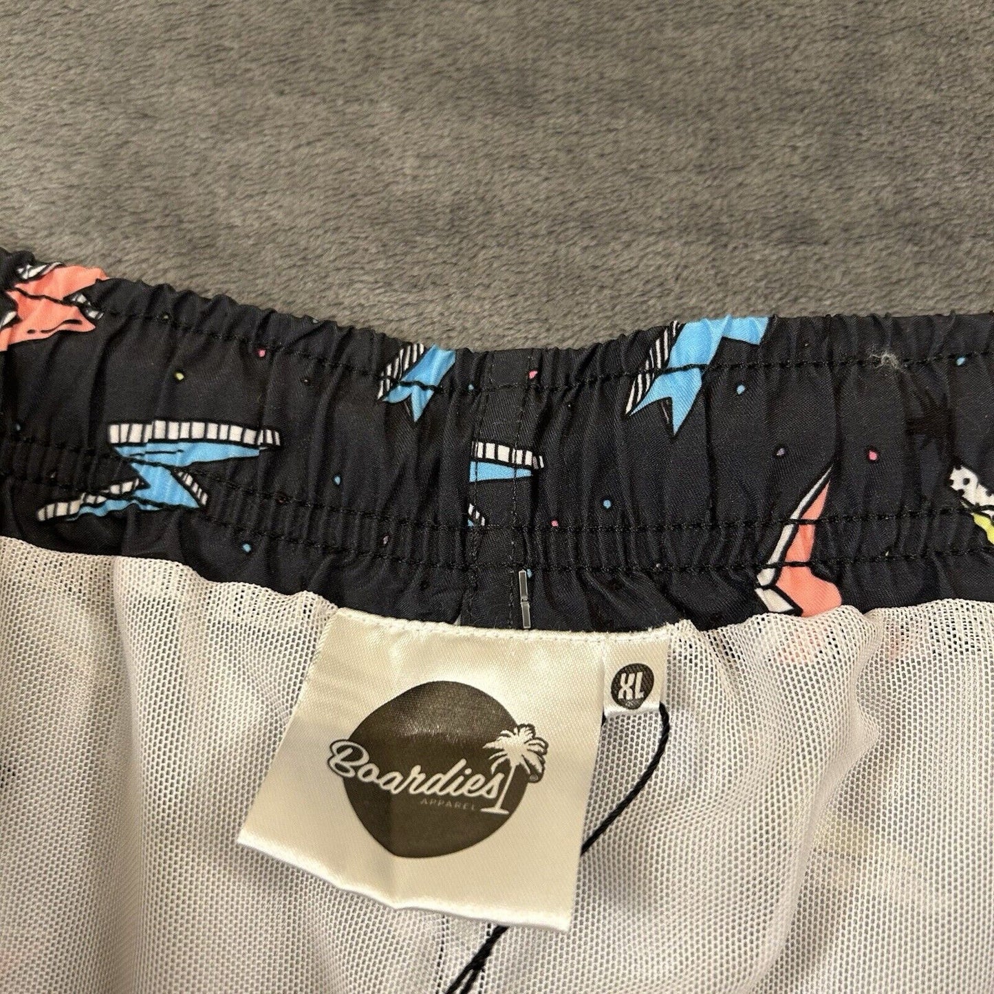 Boardies Board Shorts Mens Extra Large 34" Black Zaps Neon Swim Drawstring NEW