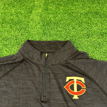 Minnesota Twins Sweater Mens Extra Large Blue Pullover 1/4 Zip Majestic Baseball