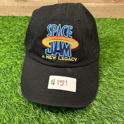 Space Jam Hat Cap Mens Black Strapback Golf Cartoon Adjustable Logo Warner Bros
